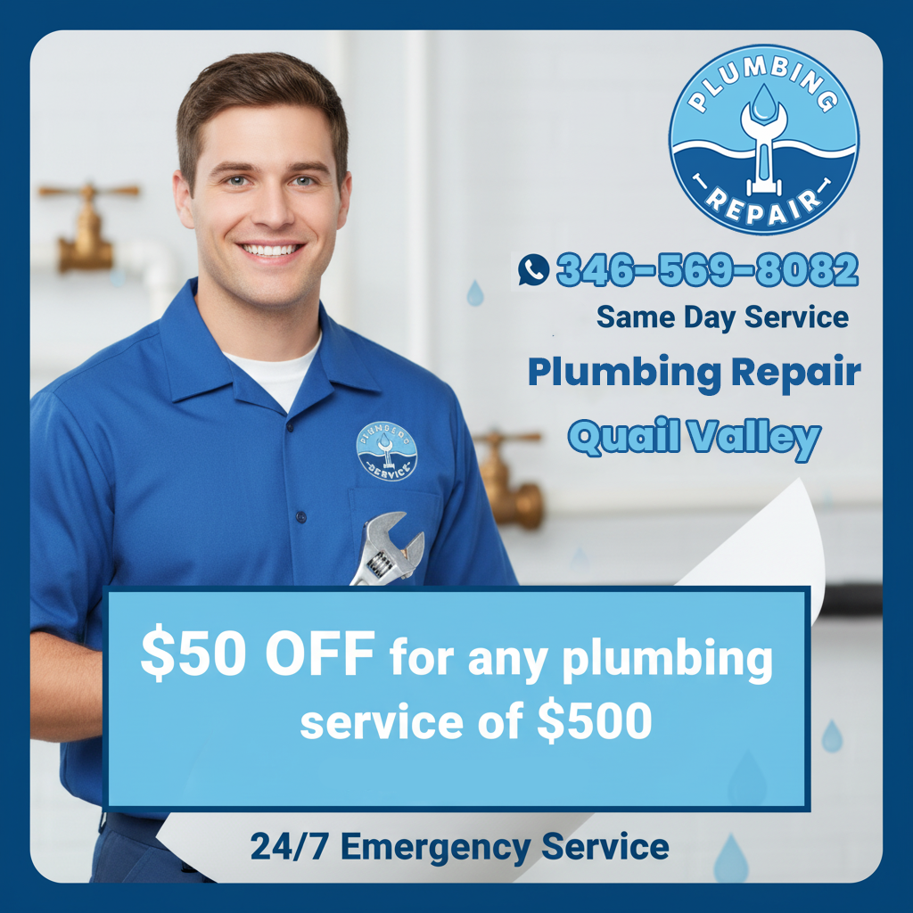 Plumbing repair coupon Quail Valley TX — discount on plumbing services